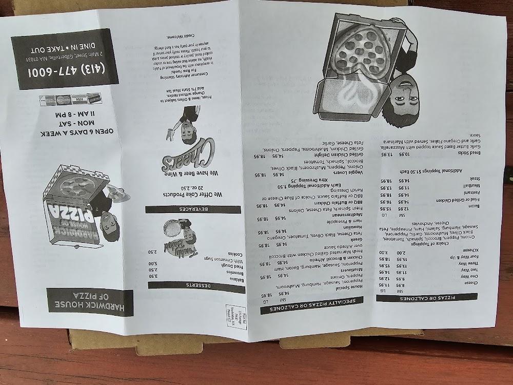Hardwick house of pizza Menu image 1